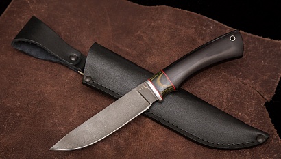 Фото ножа Тайга из стали D2 — 241, сталь d2, притин дюраль, вставка микарта, граб